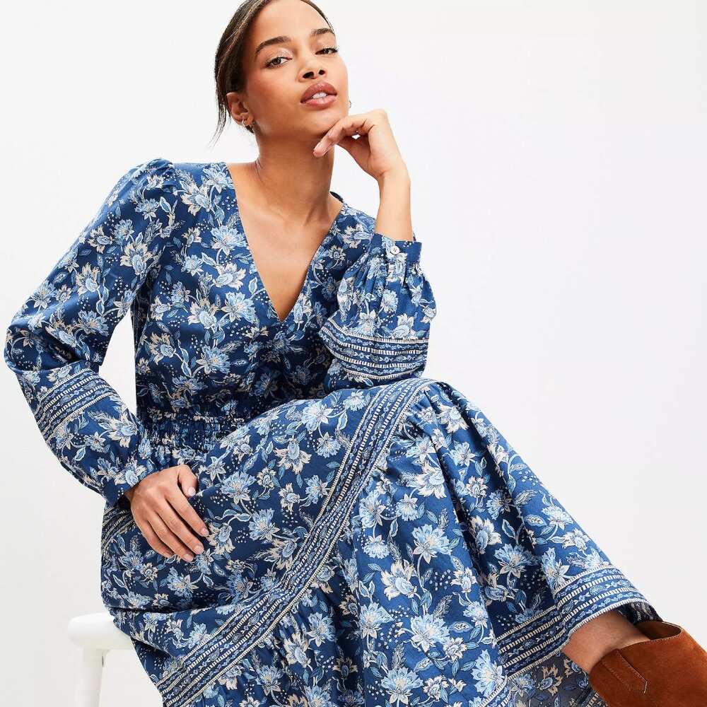 Beautiful Blue flattering LOFT dress